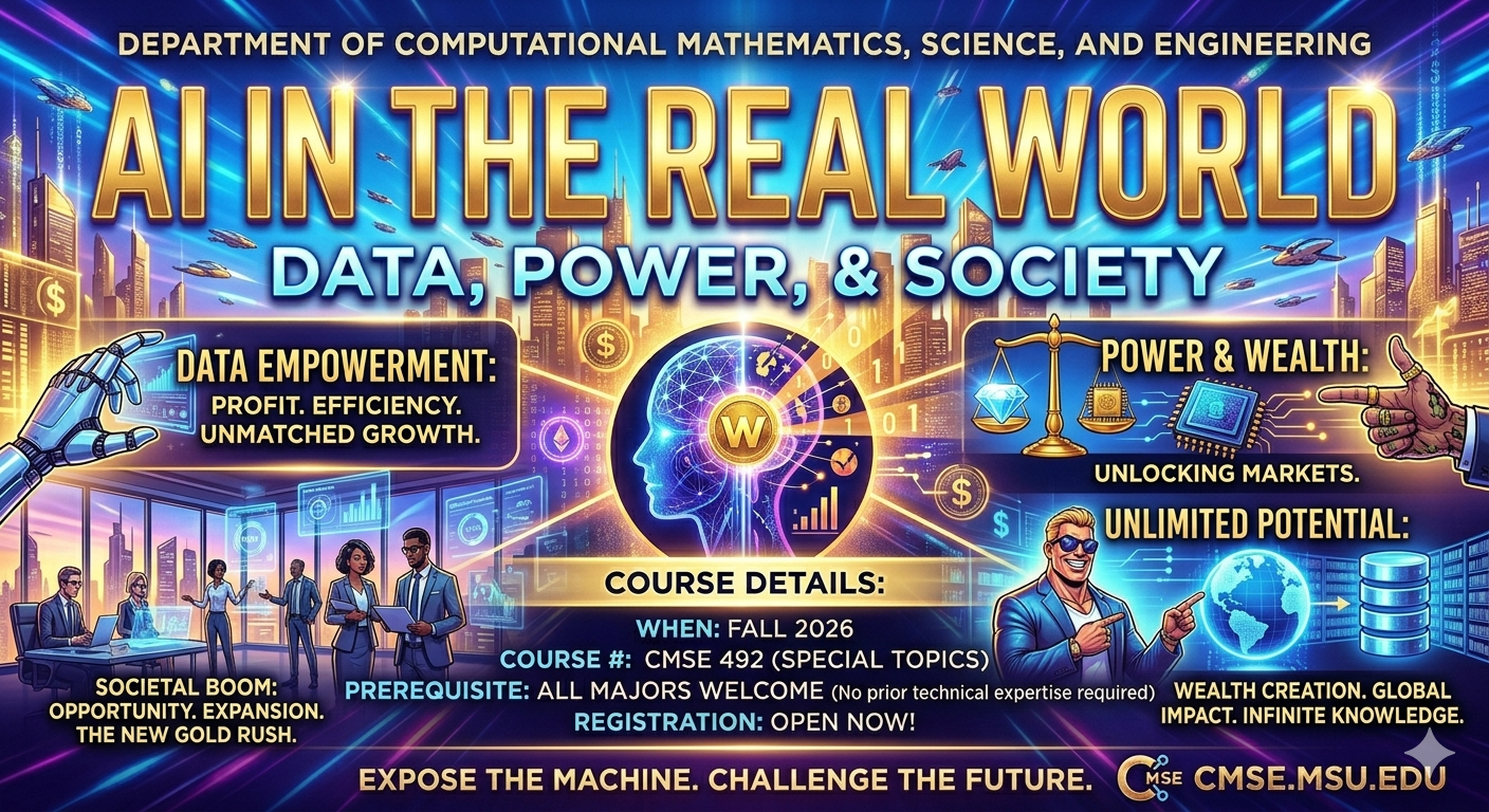 Course Banner made by Google Gemini by prompting it with the summary of the course and asking it to make a banner image for the course from the perspective of someone who is optimistic about AI.