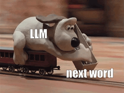 Wallace and Gromit predicting next tokens