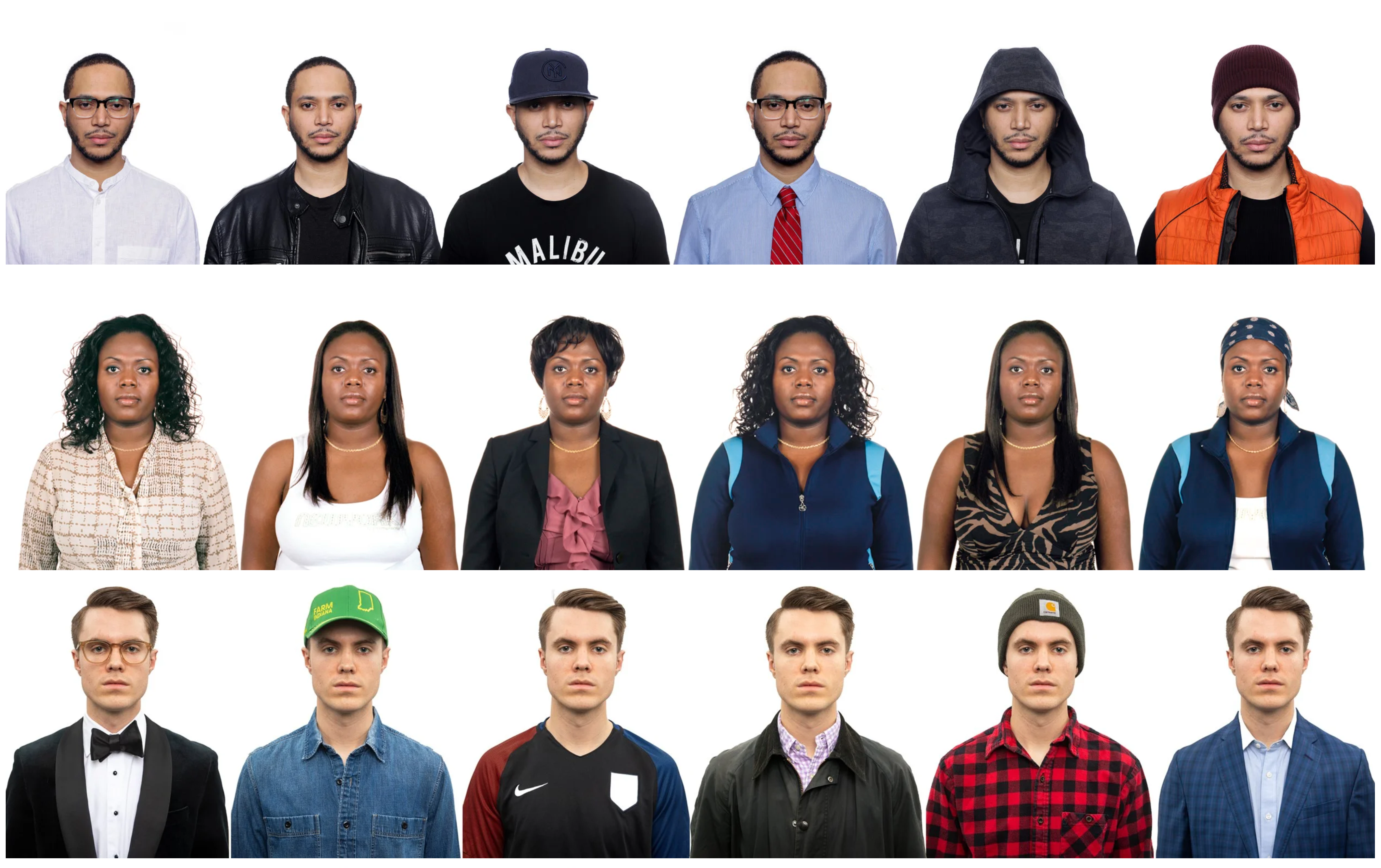 Bayeté Ross Smith's art project called Our Kind of People depicts the same person in different clothing
